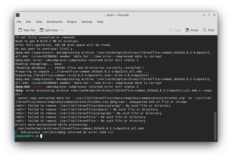 Debian 12 APT Error: Fixing "Unpacking of Archive Failed on File"