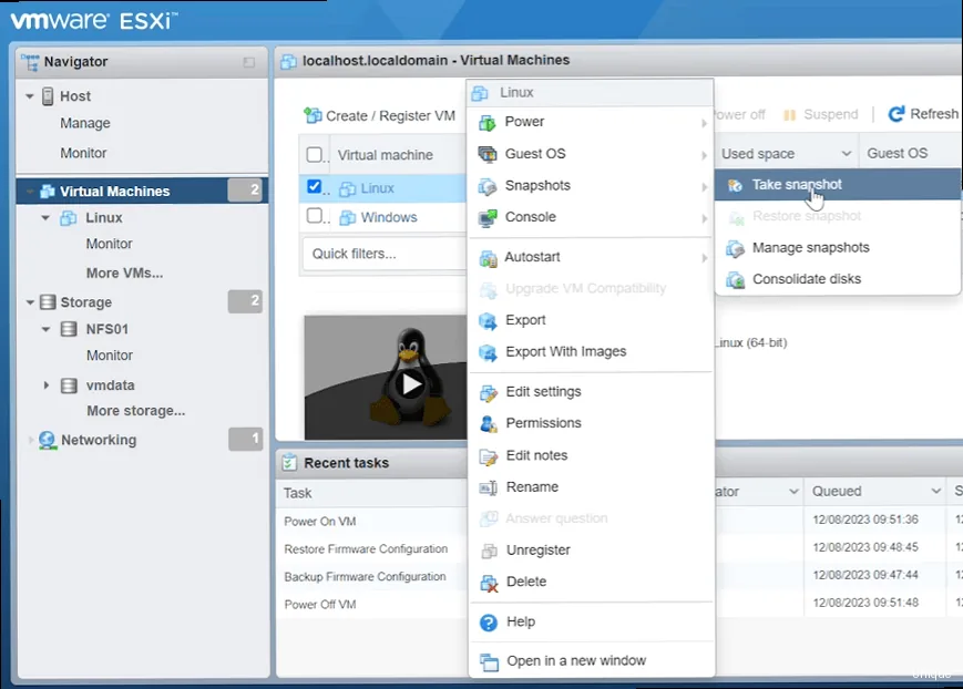 Illustration for Show an example of creating a snapshot using lvcreate, and explain how the snapshot tracks changes. How to set up virtual machine backups? - Show an example of creating a snapshot using lvcreate, and explain how the snapshot tracks changes.
