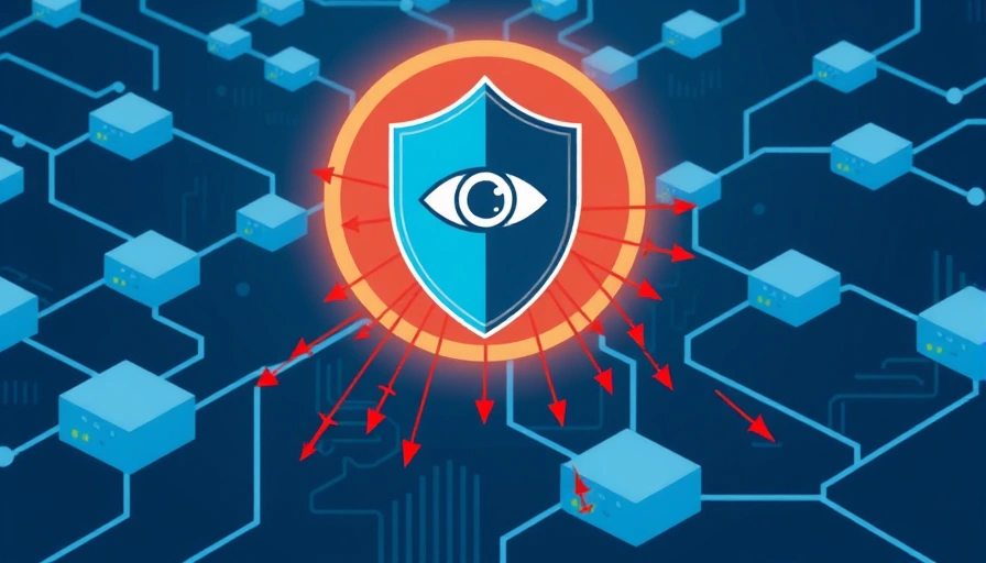An abstract illustration of a secure network, with a shield icon representing IDS/IPS protecting servers from red, jagged lines symbolizing port scans.