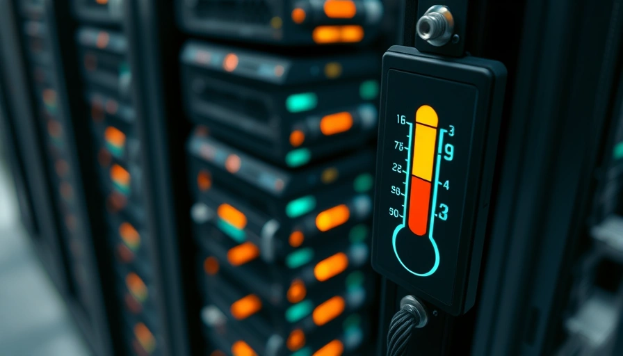 A server rack with a digital thermometer showing a high temperature, symbolizing the importance of monitoring server equipment.