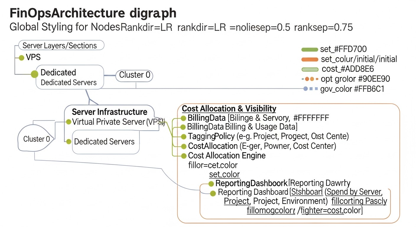 Diagrama: Revisión detallada de las estrategias FinOps para VPS y Dedicados