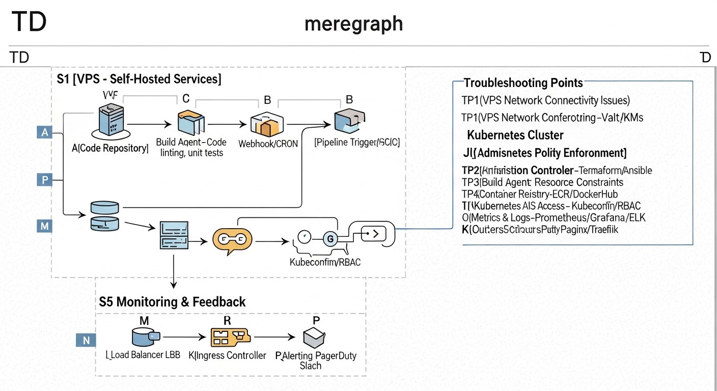 Схема: Troubleshooting: Решение проблем в гибридных CI/CD конвейерах